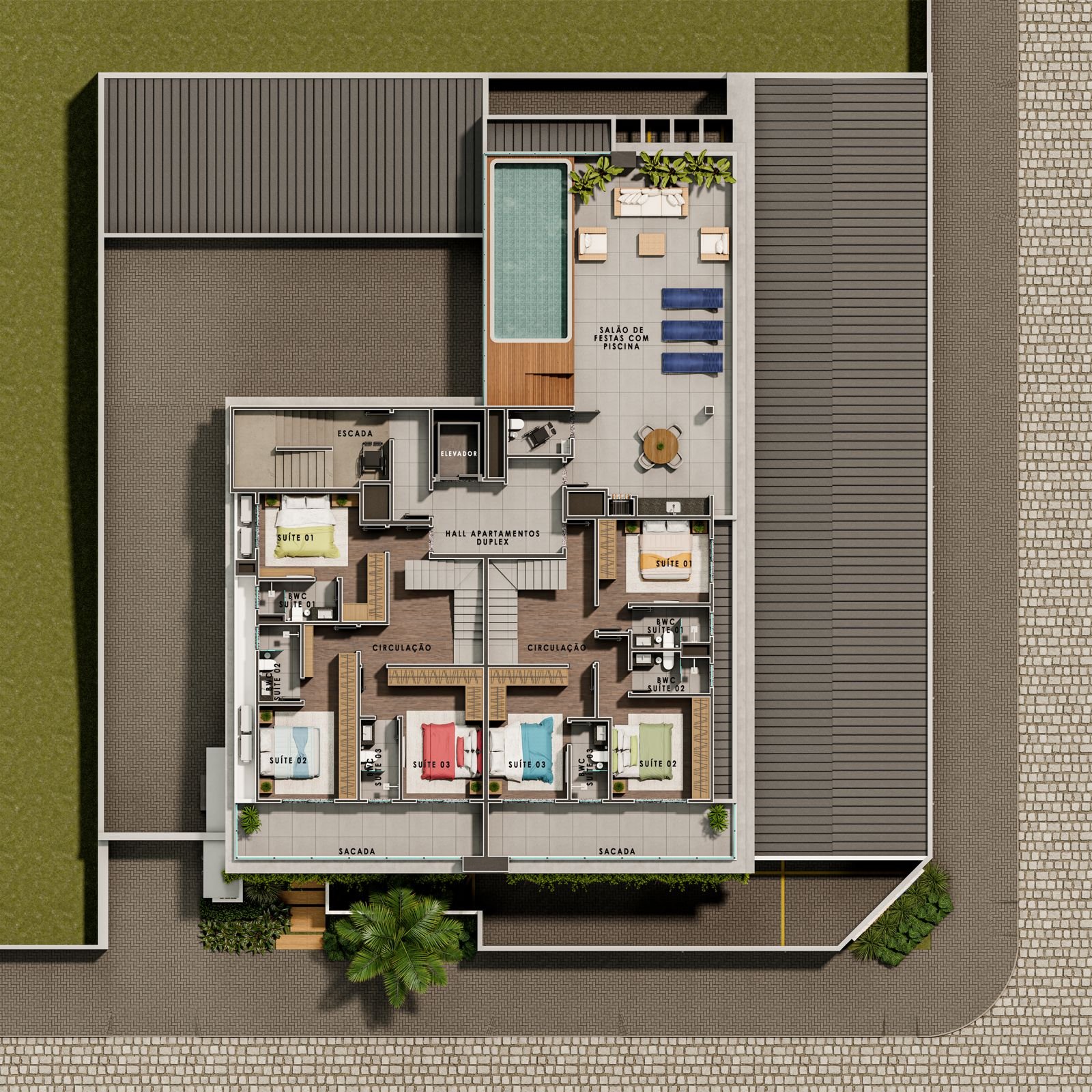 Residencial Fratelli di Mare — Planta do 8º Andar com Piscina