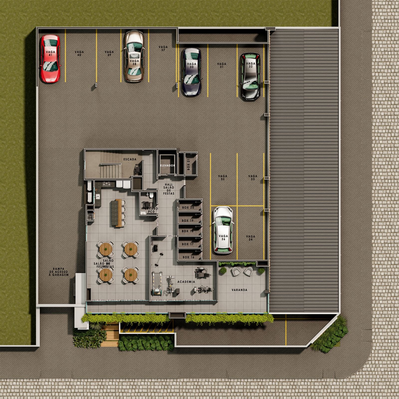 Residencial Fratelli di Mare — Planta da Garagem e Academia
